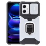 Xiaomi Redmi Note 12 5G / Xiaomi Poco X5 5G Θήκη Ασημί Με Σταντ Camera Shield Card Slot Phone Case with Ring Holder Silver