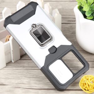 Xiaomi Redmi Note 12 5G / Xiaomi Poco X5 5G Θήκη Ασημί Με Σταντ Camera Shield Card Slot Phone Case with Ring Holder Silver