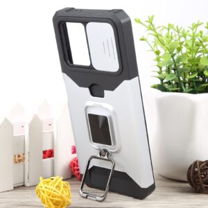Xiaomi Redmi Note 12 5G / Xiaomi Poco X5 5G Θήκη Ασημί Με Σταντ Camera Shield Card Slot Phone Case with Ring Holder Silver