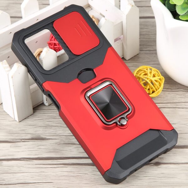 Xiaomi Redmi Note 12 5G / Xiaomi Poco X5 5G Θήκη Κόκκινη Με Σταντ Camera Shield Card Slot Phone Case with Ring Holder Red