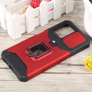 Xiaomi Redmi Note 12 5G / Xiaomi Poco X5 5G Θήκη Κόκκινη Με Σταντ Camera Shield Card Slot Phone Case with Ring Holder Red