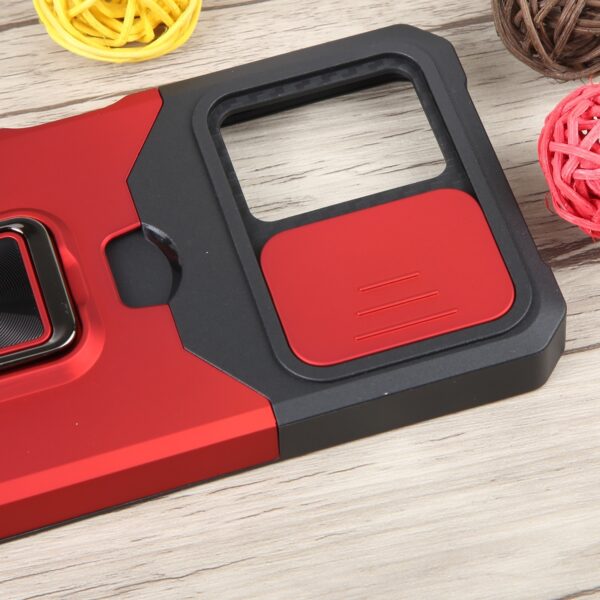 Xiaomi Redmi Note 12 5G / Xiaomi Poco X5 5G Θήκη Κόκκινη Με Σταντ Camera Shield Card Slot Phone Case with Ring Holder Red