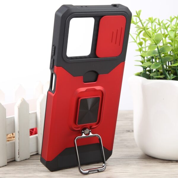 Xiaomi Redmi Note 12 5G / Xiaomi Poco X5 5G Θήκη Κόκκινη Με Σταντ Camera Shield Card Slot Phone Case with Ring Holder Red