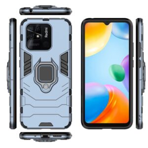 Xiaomi Redmi 10C Σκληρή Θήκη Μπλε Με Σταντ Shockproof PC + TPU Phone Case with Magnetic Ring Holder Navy Blue