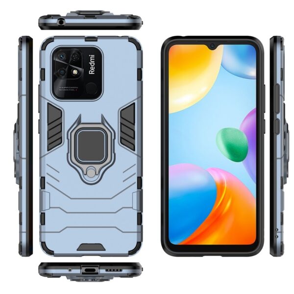 Xiaomi Redmi 10C Σκληρή Θήκη Μπλε Με Σταντ Shockproof PC + TPU Phone Case with Magnetic Ring Holder Navy Blue