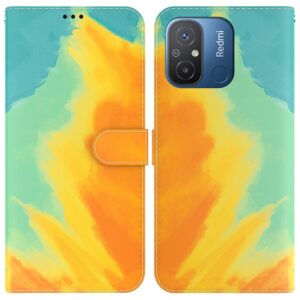 Xiaomi Redmi 12C Θήκη Βιβλίο Watercolor Pattern Flip Phone Case Autumn Leaf