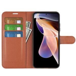 Xiaomi Redmi Note 11 Pro+ 5G Θήκη Βιβλίο Καφέ Litchi Texture Horizontal Flip Case Brown