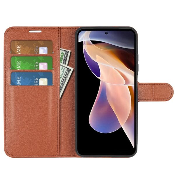 Xiaomi Redmi Note 11 Pro+ 5G Θήκη Βιβλίο Καφέ Litchi Texture Horizontal Flip Case Brown