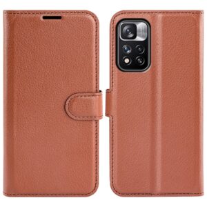 Xiaomi Redmi Note 11 Pro+ 5G Θήκη Βιβλίο Καφέ Litchi Texture Horizontal Flip Case Brown