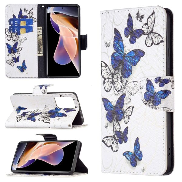 Xiaomi Redmi Note 11 Pro / Note 11 Pro 5G Θήκη Βιβλίο Colored Drawing Phone Case Blue Butterflies