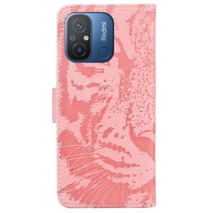Xiaomi Redmi 12C Θήκη Βιβλίο Ροζ Tiger Embossing Pattern Flip Phone Case Pink
