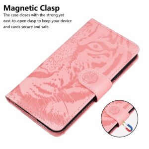 Xiaomi Redmi 12C Θήκη Βιβλίο Ροζ Tiger Embossing Pattern Flip Phone Case Pink