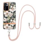 Xiaomi Redmi Note 11 Pro+ 5G Θήκη Σιλικόνης Με Λουράκι Flowers Series TPU Phone Case with Lanyard Green Gardenia