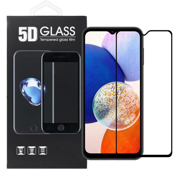 Samsung Galaxy A14 4G / A14 5G Προστατευτικό Τζαμάκι Μαύρο 5D Full Glue Full Face Tempered Glass Black