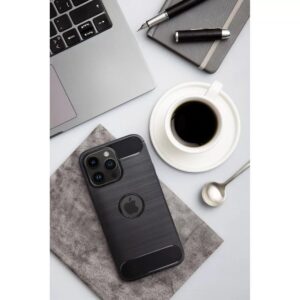 iPhone 14 Pro Max Θήκη Σιλικόνης Μαύρη Carbon Case Black