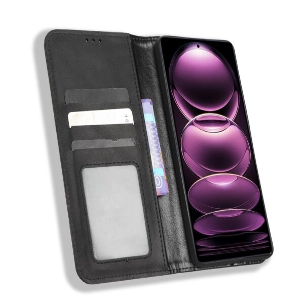 Xiaomi Redmi Note 12 Pro 5G / Xiaomi Poco X5 Pro 5G Θήκη Βιβλίο Μαύρο Magnetic Buckle Retro Texture Phone Case Black