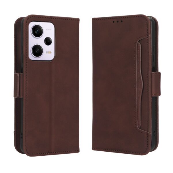 Xiaomi Redmi Note 12 Pro 5G / Xiaomi Poco X5 Pro 5G Θήκη Βιβλίο Καφέ Skin Feel Calf Texture Card Slots Phone Case Brown
