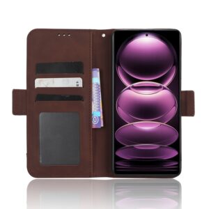 Xiaomi Redmi Note 12 Pro 5G / Xiaomi Poco X5 Pro 5G Θήκη Βιβλίο Καφέ Skin Feel Calf Texture Card Slots Phone Case Brown