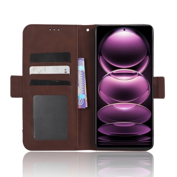 Xiaomi Redmi Note 12 Pro 5G / Xiaomi Poco X5 Pro 5G Θήκη Βιβλίο Καφέ Skin Feel Calf Texture Card Slots Phone Case Brown