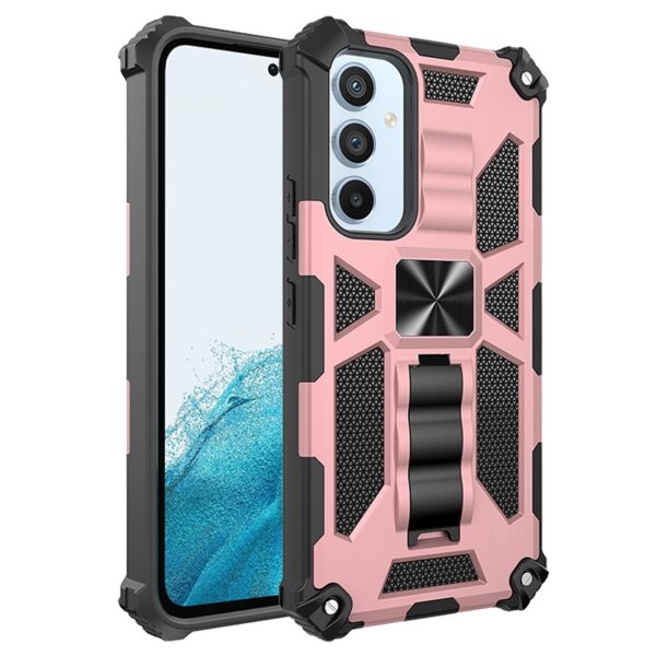 Samsung Galaxy A54 5G Θήκη Με Σταντ Ροζ - Χρυσ΄η Armor Shockproof TPU + PC Magnetic Protective Phone Case with Holder Samsung Galaxy A54 5G Θήκη Με Σταντ Ροζ - Χρυσ΄η Armor Shockproof TPU + PC Magnetic Protective Phone Case with Holder