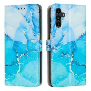 Samsung Galaxy A54 5G Θήκη Βιβλίο Painted Marble Pattern Phone Case Blue Green