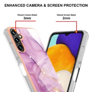 Samsung Galaxy A54 5G Θήκη Σιλικόνης Μάρμαρο Απαλό Μωβ Electroplating Marble IMD TPU Phone Case with Ring Light Purple 001