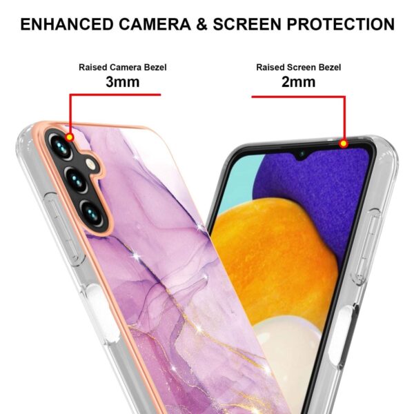 Samsung Galaxy A54 5G Θήκη Σιλικόνης Μάρμαρο Απαλό Μωβ Electroplating Marble IMD TPU Phone Case with Ring Light Purple 001