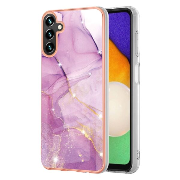 Samsung Galaxy A54 5G Θήκη Σιλικόνης Μάρμαρο Απαλό Μωβ Electroplating Marble IMD TPU Phone Case with Ring Light Purple 001