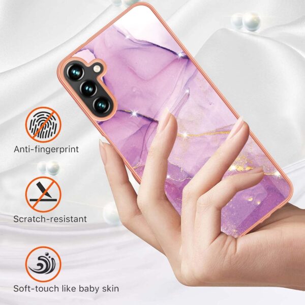 Samsung Galaxy A54 5G Θήκη Σιλικόνης Μάρμαρο Απαλό Μωβ Electroplating Marble IMD TPU Phone Case with Ring Light Purple 001