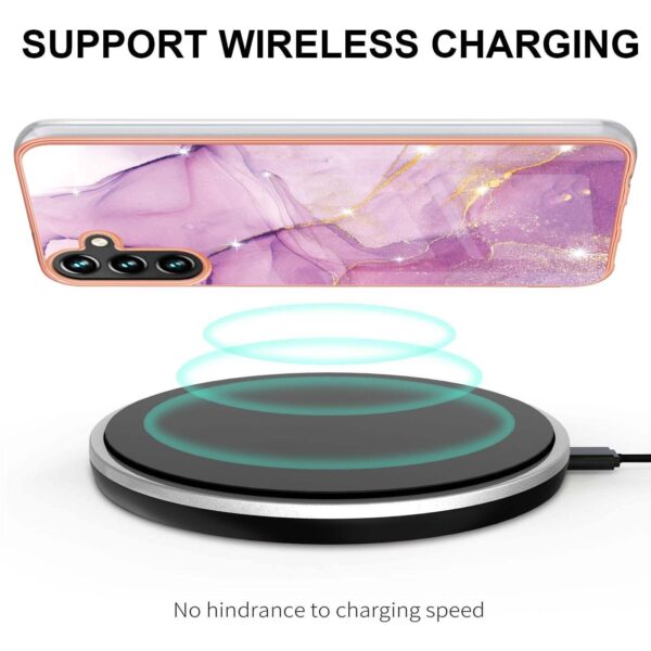 Samsung Galaxy A54 5G Θήκη Σιλικόνης Μάρμαρο Απαλό Μωβ Electroplating Marble IMD TPU Phone Case with Ring Light Purple 001