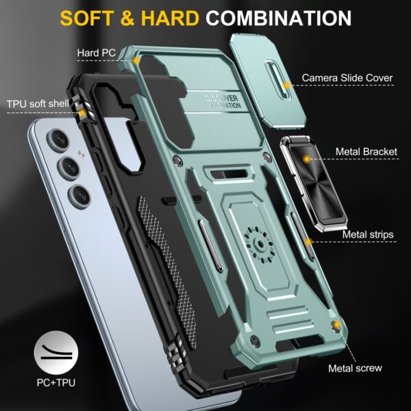 Samsung Galaxy A54 5G Θήκη Πράσινη Με Σταντ Armor PC + TPU Camera Shield Phone Case Alpine Green