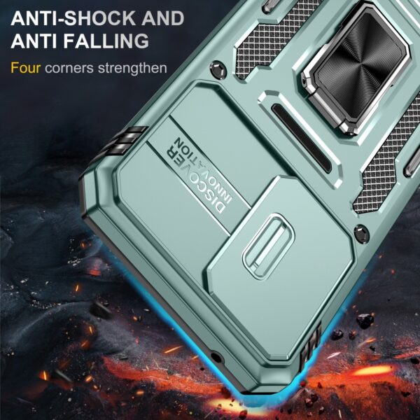 Samsung Galaxy A54 5G Θήκη Πράσινη Με Σταντ Armor PC + TPU Camera Shield Phone Case Alpine Green