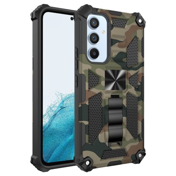 Samsung Galaxy A54 5G Θήκη Καμουφλάζ πράσινο Camouflage Armor Shockproof Magnetic Case with Holder Army Green