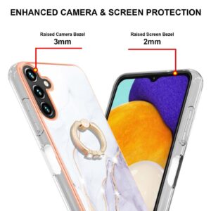 Samsung Galaxy A54 5G Θήκη Σιλικόνης Μάρμαρο Λευκό - Μωβ Electroplating Marble IMD TPU Shockproof Case With Ring White 006