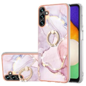 Samsung Galaxy A54 5G Θήκη Σιλικόνης Μάρμαρο Ροζ - Χρυσό Electroplating Marble IMD TPU Shockproof Case with Ring Rose Gold 005