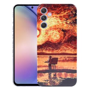 Samsung Galaxy A54 5G Θήκη Σιλικόνης Precise Hole Oil Painting Pattern PC Phone Case Sunset