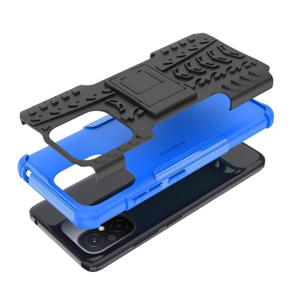 Xiaomi Redmi 12C Θήκη Μπλέ Tire Texture TPU + PC Phone Case with Holder Blue