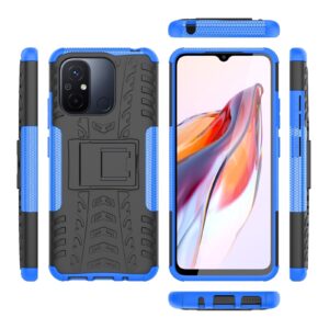 Xiaomi Redmi 12C Θήκη Μπλέ Tire Texture TPU + PC Phone Case with Holder Blue
