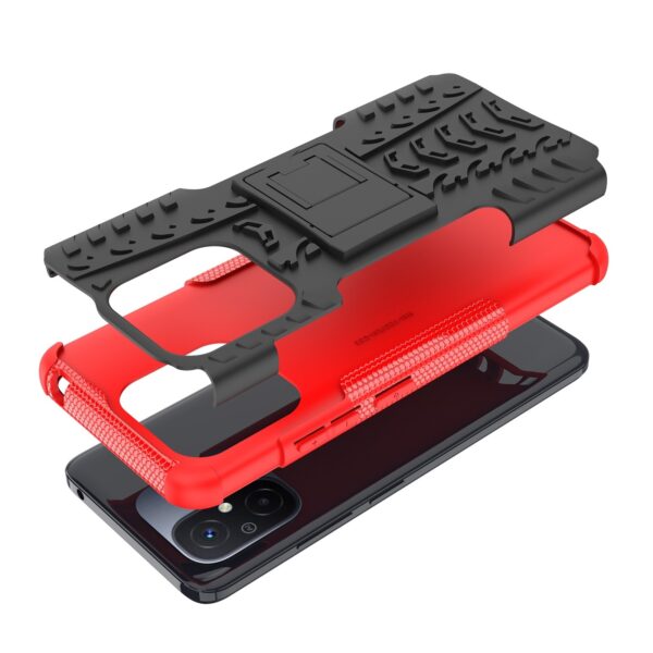 Xiaomi Redmi 12C Θήκη Κόκκινη Tire Texture TPU + PC Phone Case with Holder Red