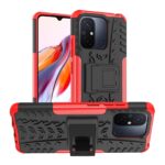Xiaomi Redmi 12C Θήκη Κόκκινη Tire Texture TPU + PC Phone Case with Holder Red