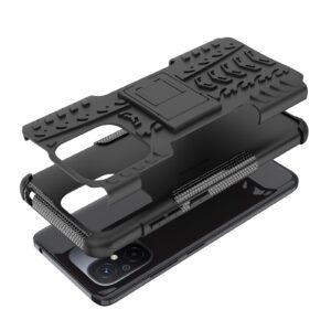 Xiaomi Redmi 12C Θήκη Μαύρη Tire Texture TPU + PC Phone Case with Holder Black