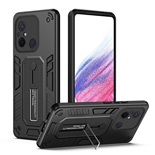 Xiaomi Redmi 12C Θήκη Μαύρη Με Σταντ Variety Brave Armor Finger Loop Holder Phone Case Black