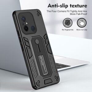 Xiaomi Redmi 12C Θήκη Μαύρη Με Σταντ Variety Brave Armor Finger Loop Holder Phone Case Black