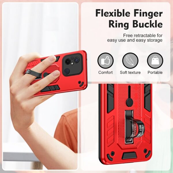 Xiaomi Redmi 12C Θήκη Κόκκινη Με Σταντ Variety Brave Armor Finger Loop Holder Phone Case Red