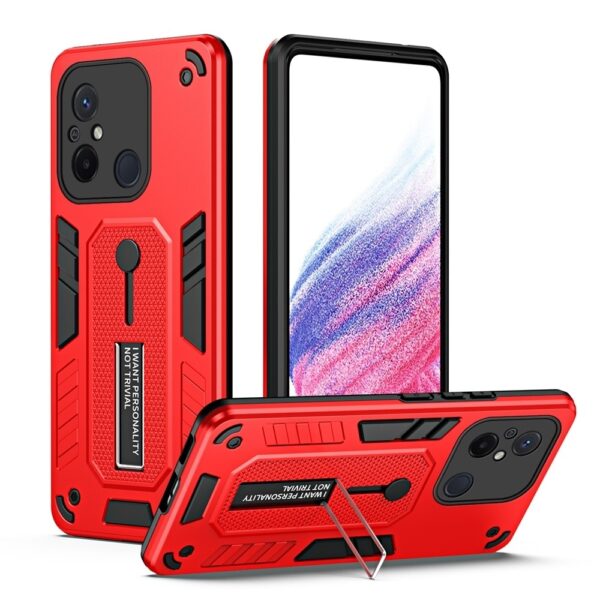 Xiaomi Redmi 12C Θήκη Κόκκινη Με Σταντ Variety Brave Armor Finger Loop Holder Phone Case Red