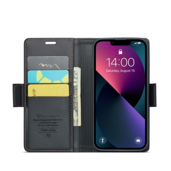 iPhone 13 Θήκη Βιβλίο Μαύρο CaseMe 023 Butterfly Buckle Litchi Texture RFID Phone Case Black