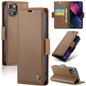 iPhone 13 Θήκη Βιβλίο Καφέ CaseMe 023 Butterfly Buckle Litchi Texture RFID Phone Case Brown