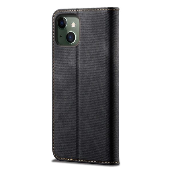iPhone 13 Βιβλίο Μαύρο Denim Texture Casual Style Horizontal Flip Case with Holder & Card Slots & Wallet Black