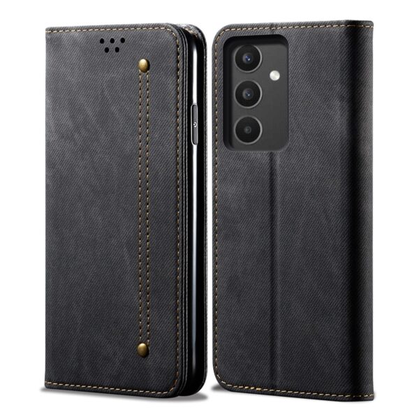 Samsung Galaxy A34 5G Θήκη Βιβλίο Μαύρο Denim Texture Casual Style Horizontal Flip Case with Holder Black