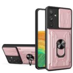 Forcell Samsung Galaxy A34 5G Sliding Camshield Card Θήκη Σκληρή - Rose Gold